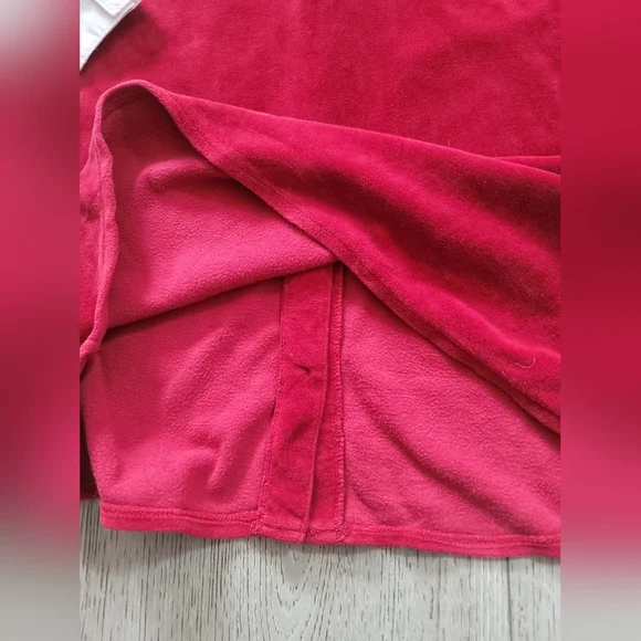 Ralph Lauren Girls' Red Velour Peter Pan Collar Button Back Dress 6Y